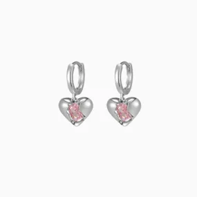 Pink Heart Beat Hoop Earrings