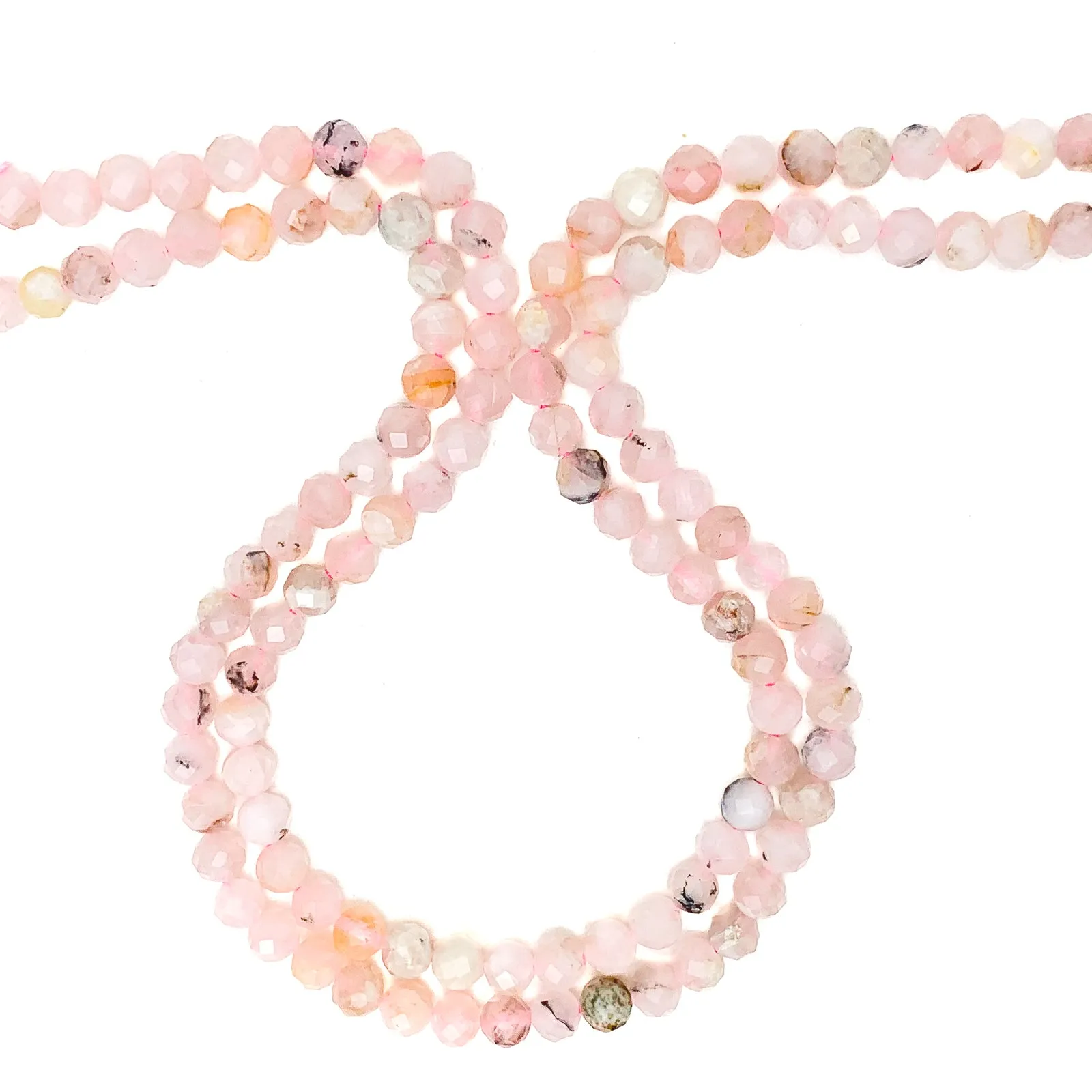 Pink Peruvian Opal 6mm Faceted Rounds Bead Strand