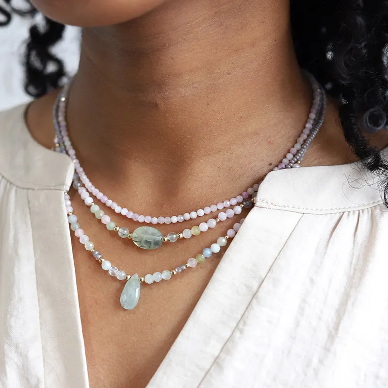 Prehnite and Kunzite Necklace