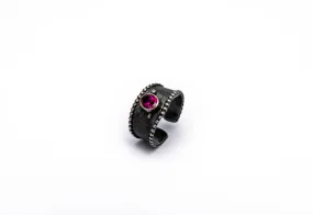 Red garnet adjustable sterling silver ring