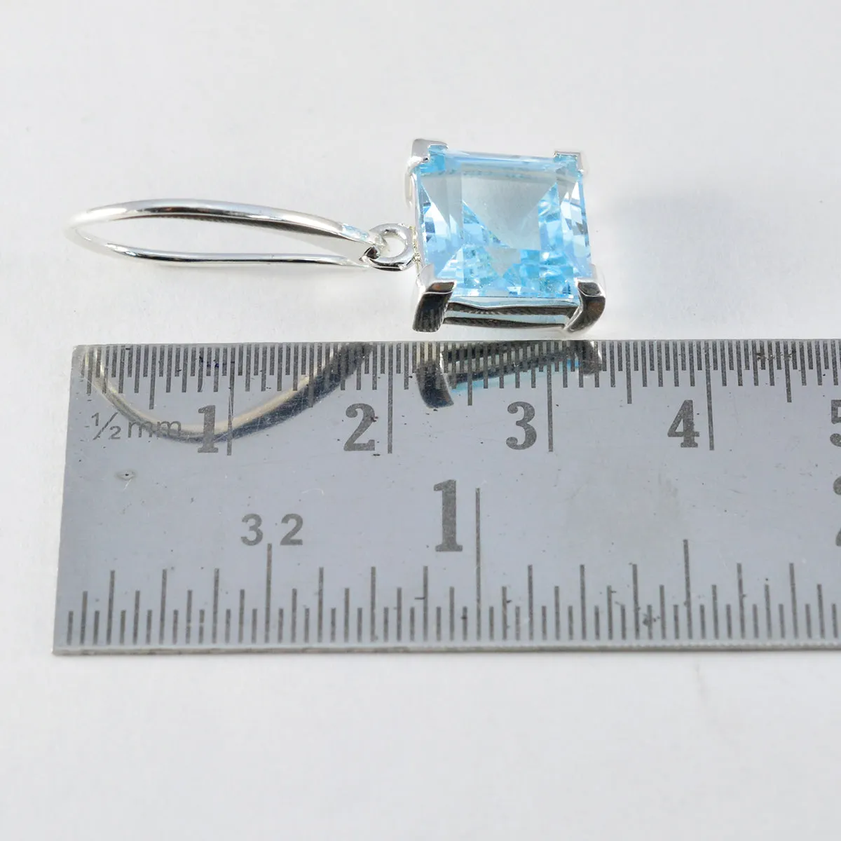 Riyo Beauteous 925 Sterling Silver Earring For Femme Blue Topaz Earring Bezel Setting Blue Earring Dangle Earring