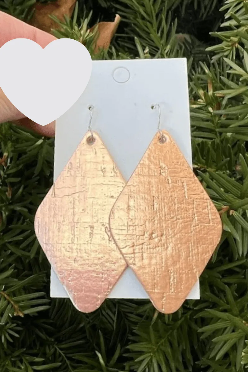 Rose Gold Leather Earring