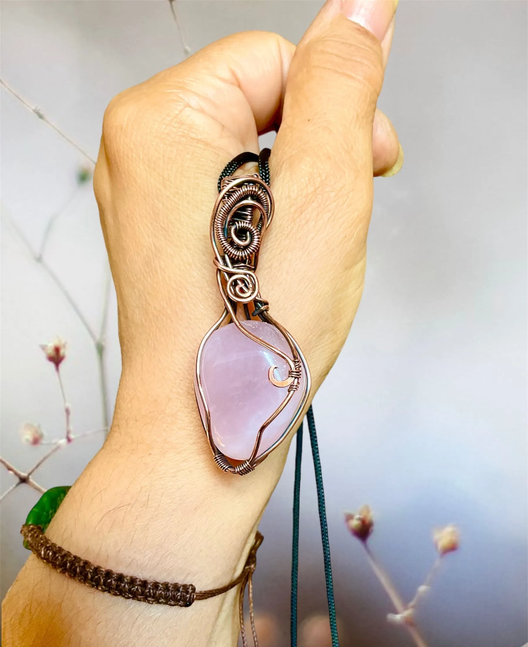 Rose Quartz Wire Wrapped Pendant