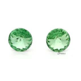 Round Crystal Stud Earrings - Green