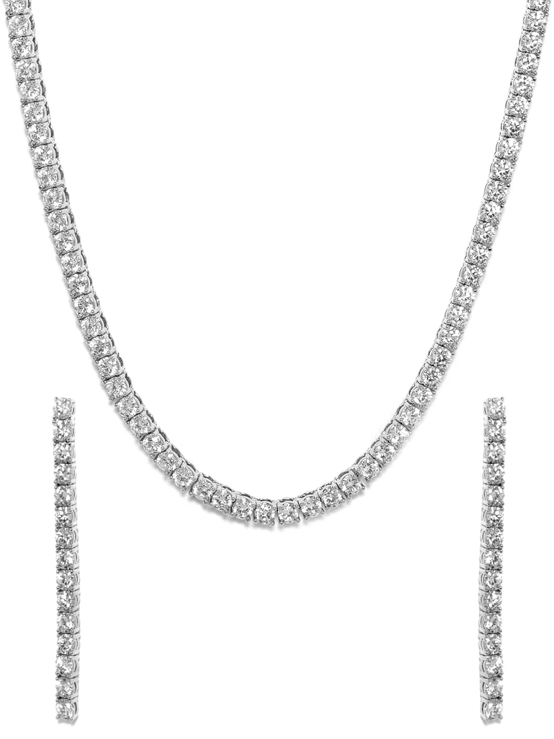 Rubans Rhodium plated brilliant cut diamond zirconia Luxury Tennis Necklace set