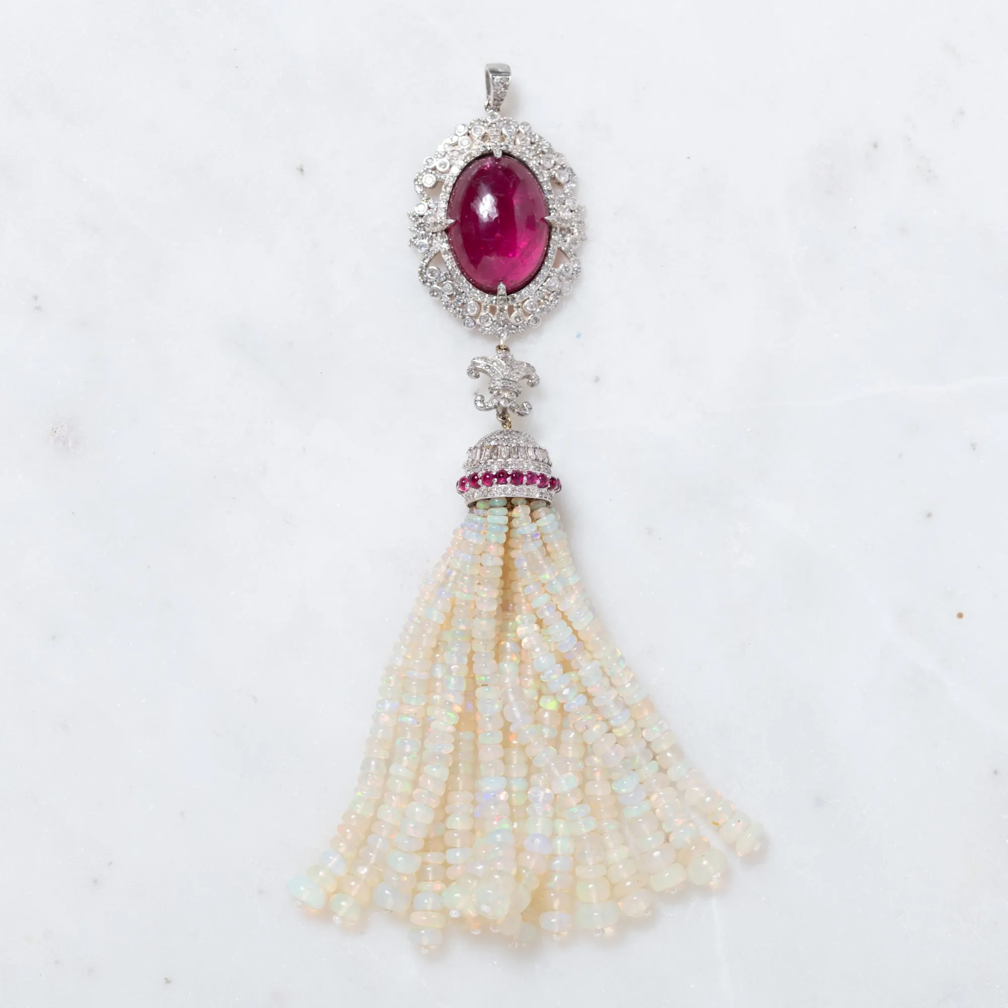 Ruby Pendant with Opal Strands Pendant