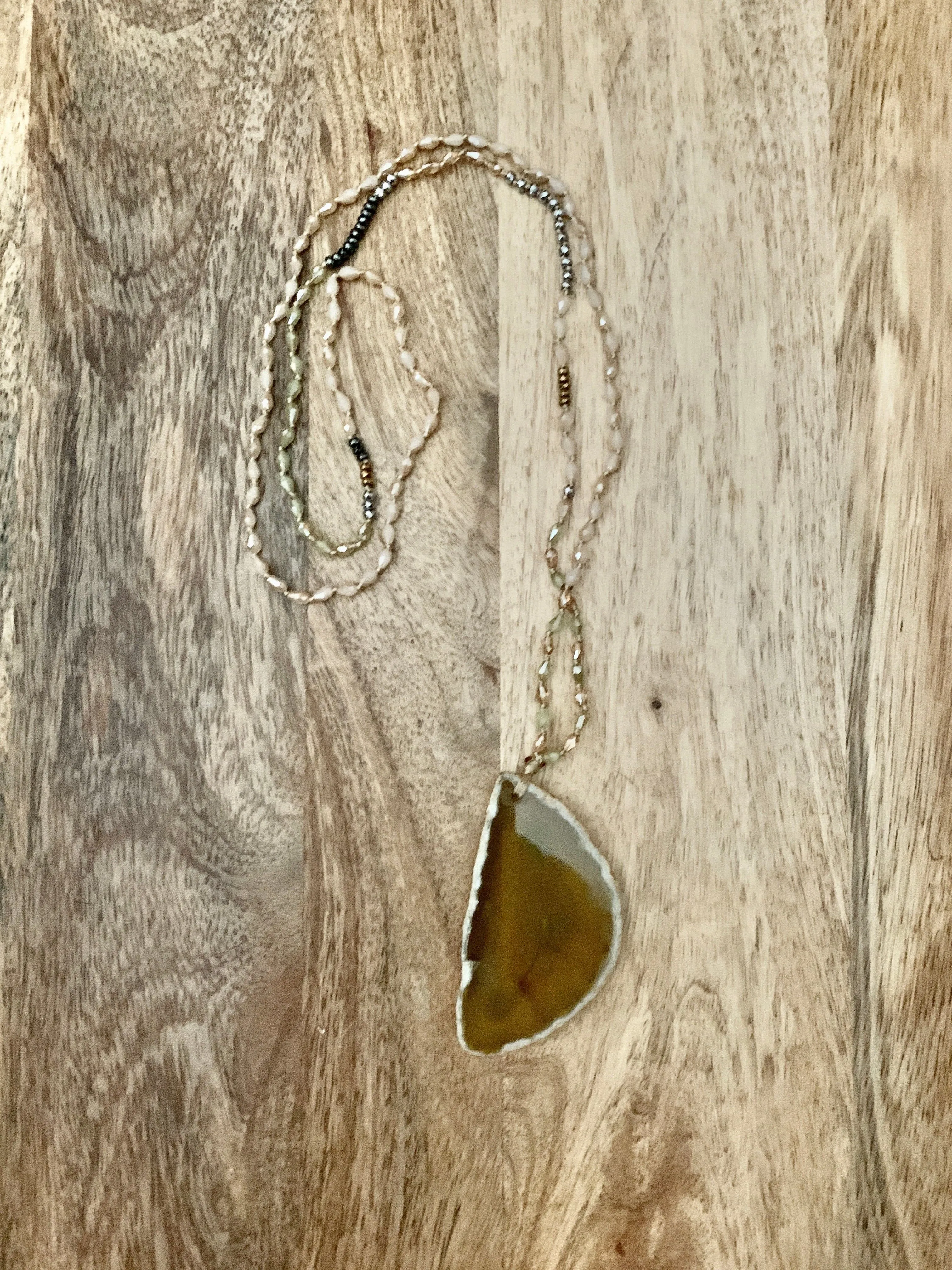 Semi Precious Pendant Stone Necklace