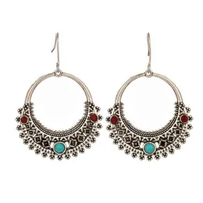 Silver Bohemian Hoop Earrings