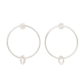 Silver Cheer On Hoop Earrings