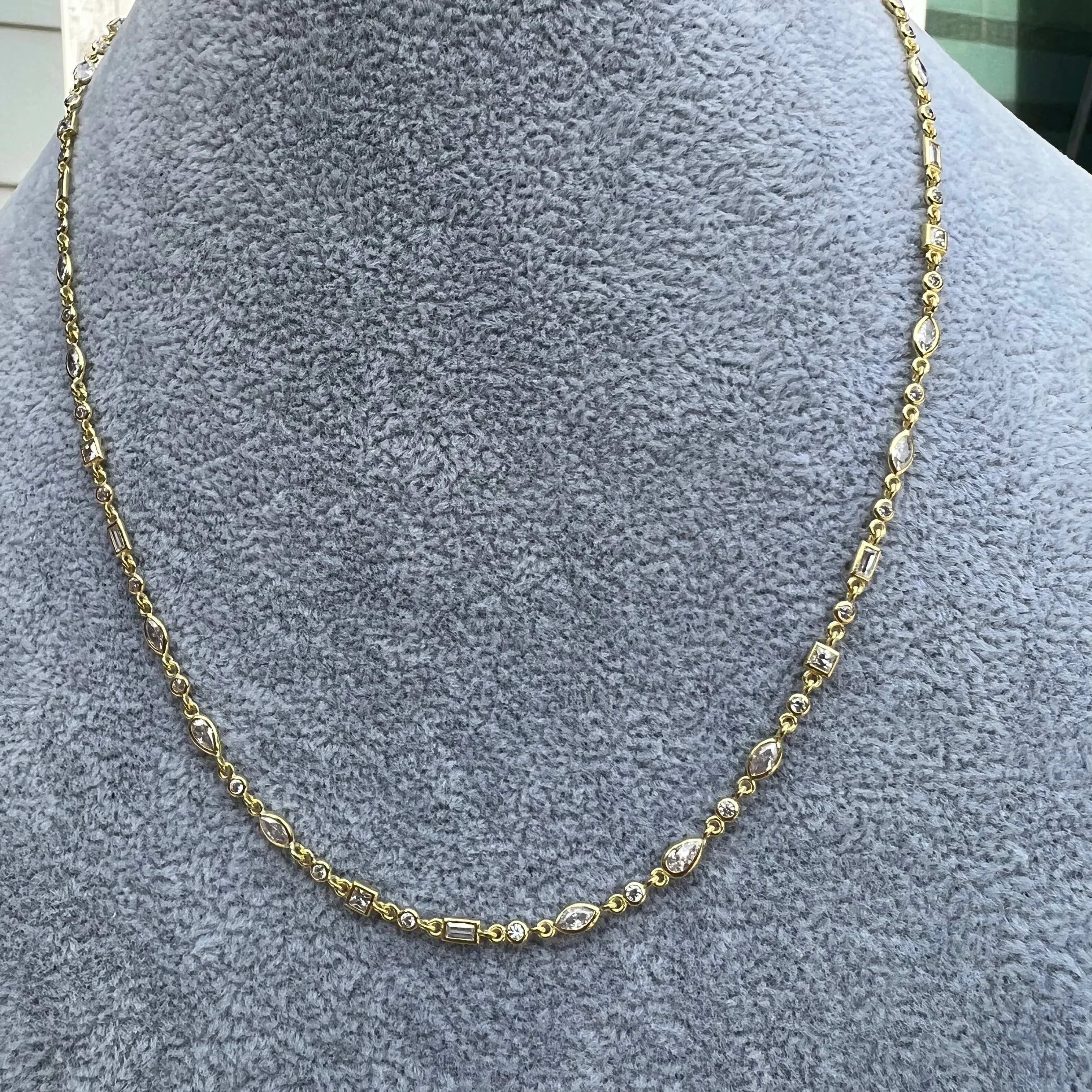 Silver gold plated multi shaped dainty necklace