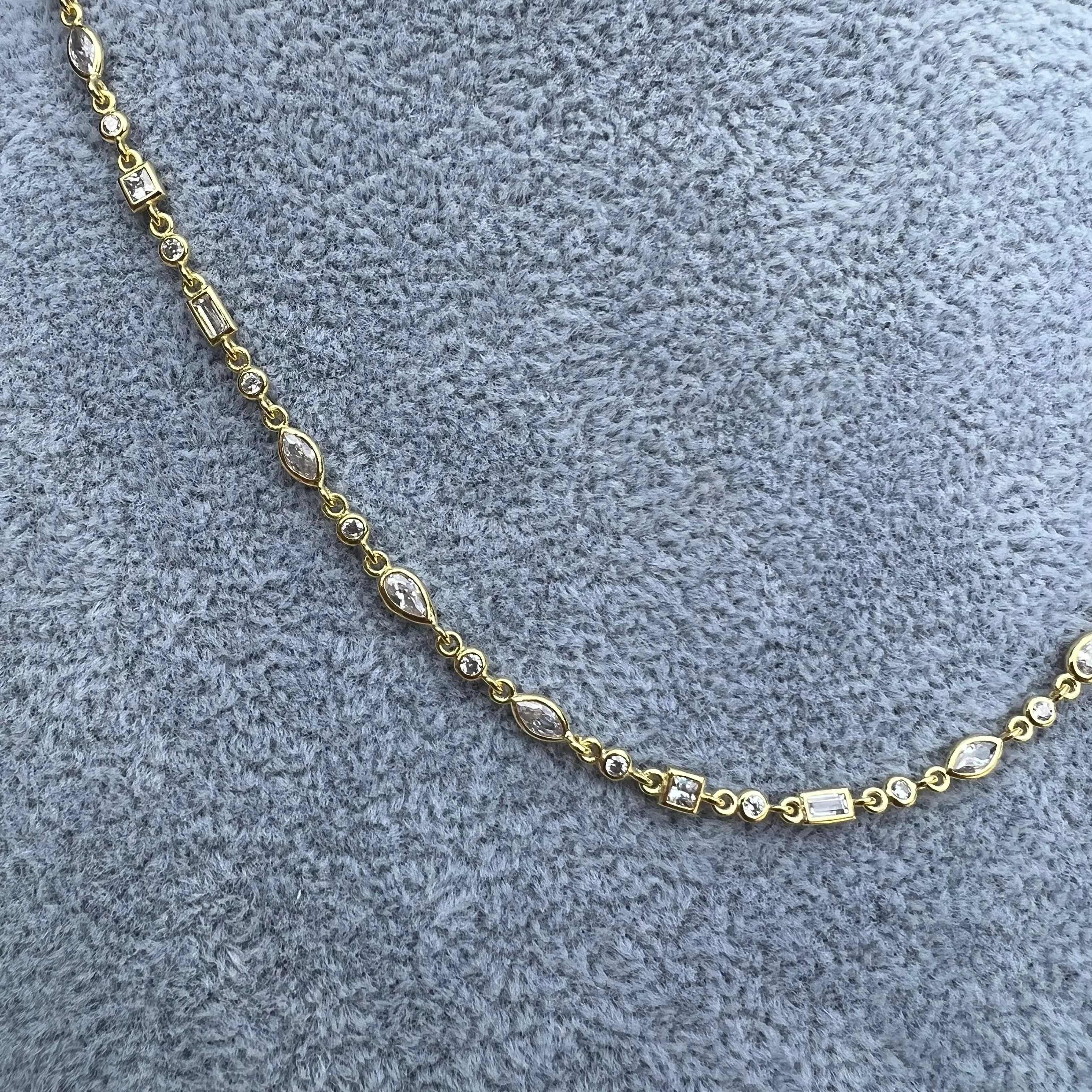 Silver gold plated multi shaped dainty necklace