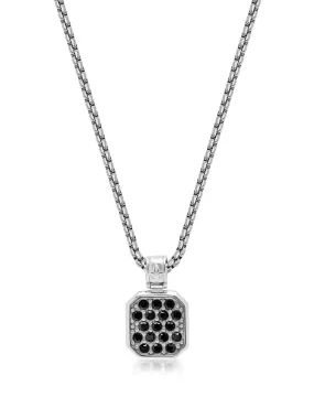 Silver Necklace with Black CZ Square Pendant