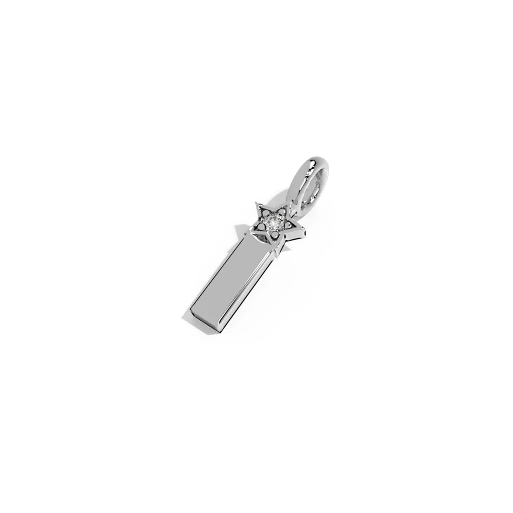 Silver Smooth Charm Letter Pendant - Star