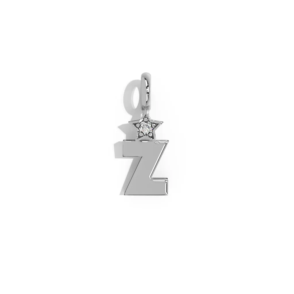 Silver Smooth Charm Letter Pendant - Star