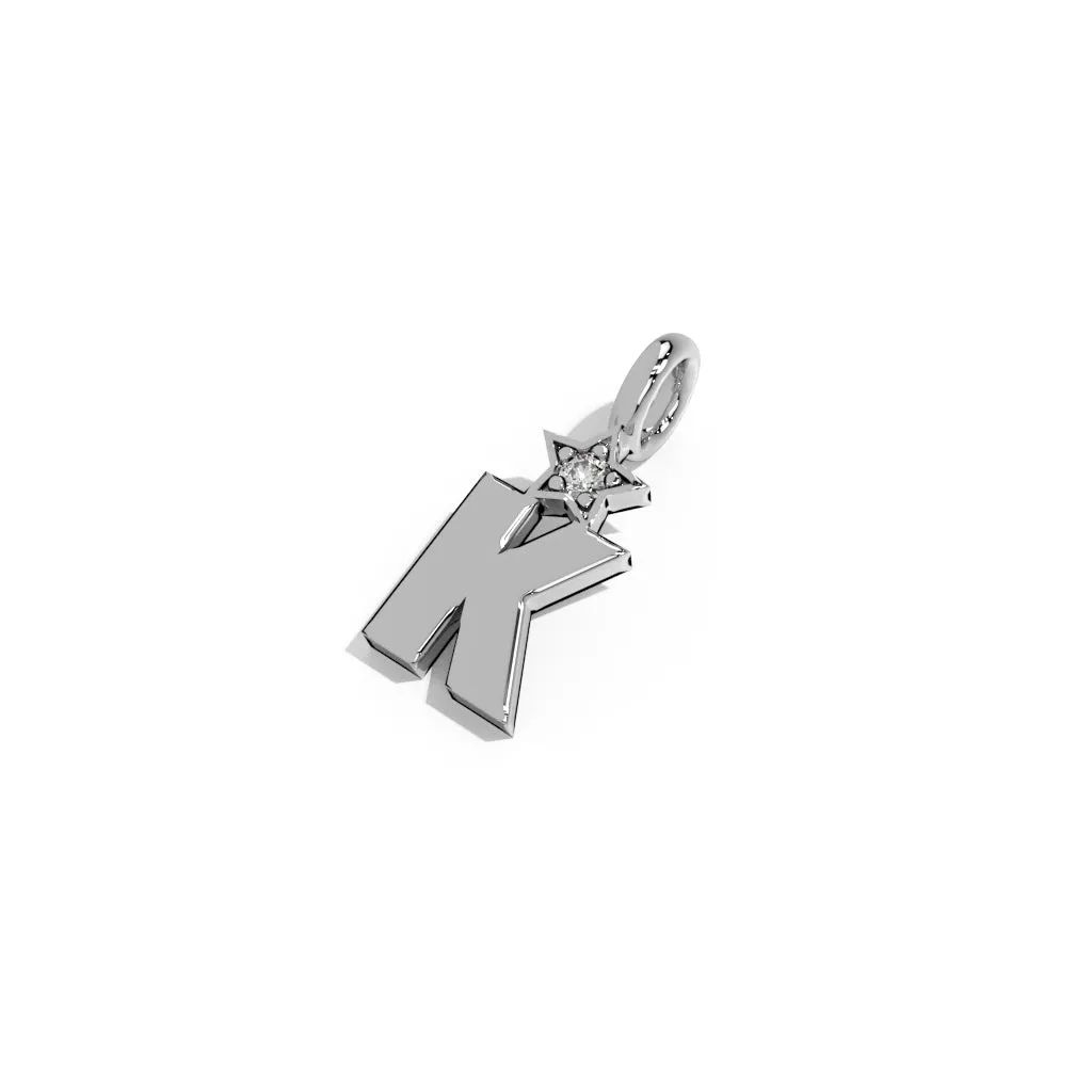 Silver Smooth Charm Letter Pendant - Star