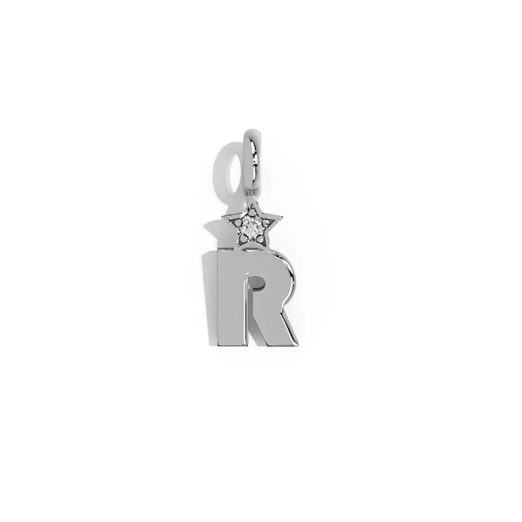 Silver Smooth Charm Letter Pendant - Star