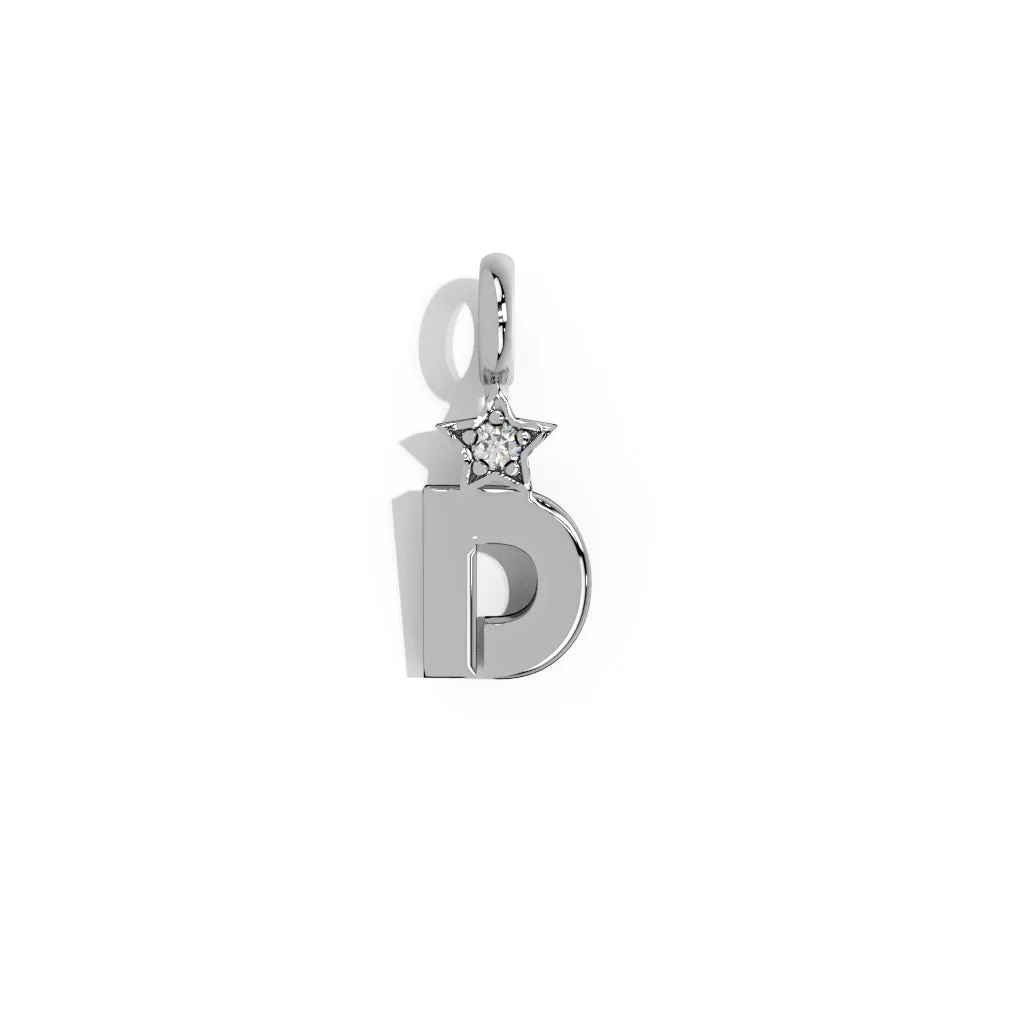 Silver Smooth Charm Letter Pendant - Star