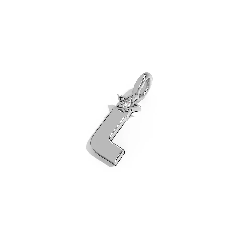 Silver Smooth Charm Letter Pendant - Star