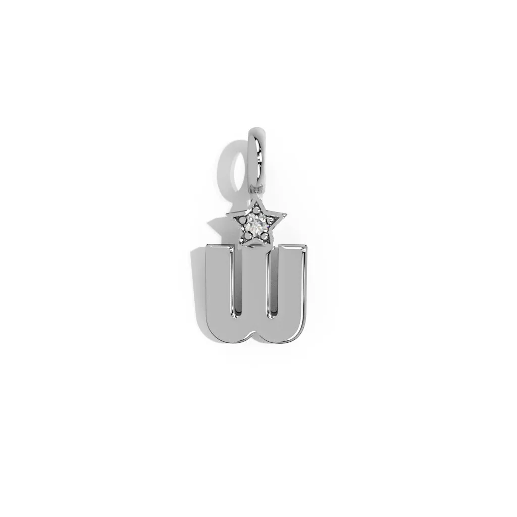 Silver Smooth Charm Letter Pendant - Star