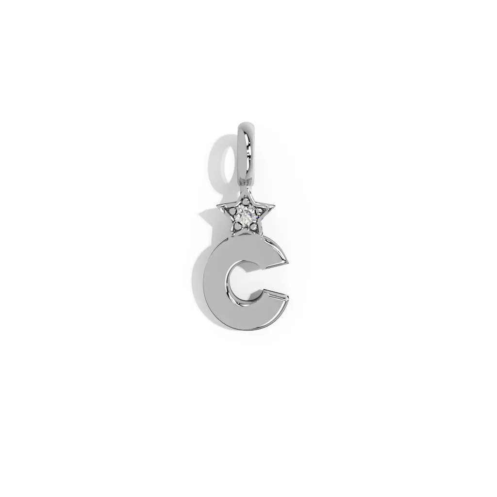 Silver Smooth Charm Letter Pendant - Star