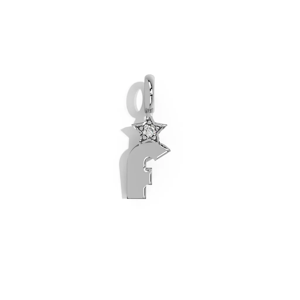 Silver Smooth Charm Letter Pendant - Star