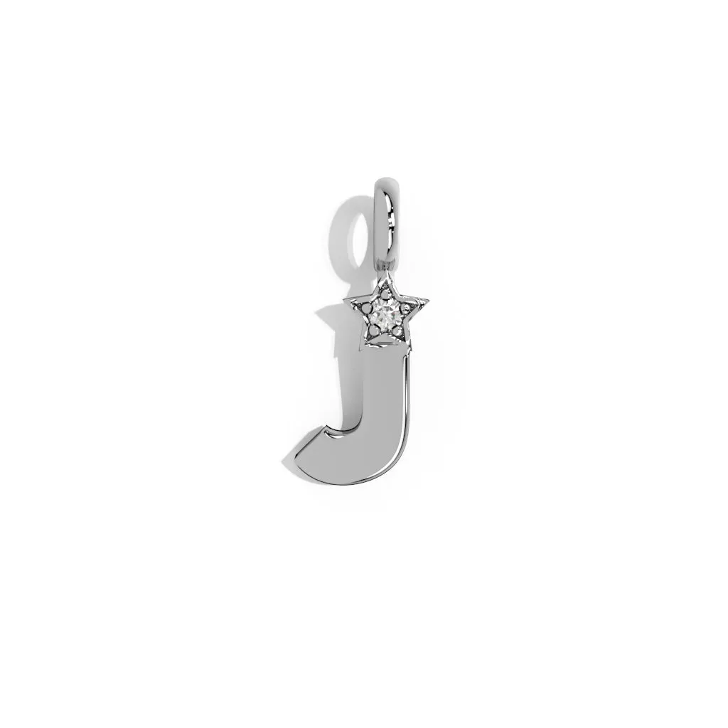 Silver Smooth Charm Letter Pendant - Star