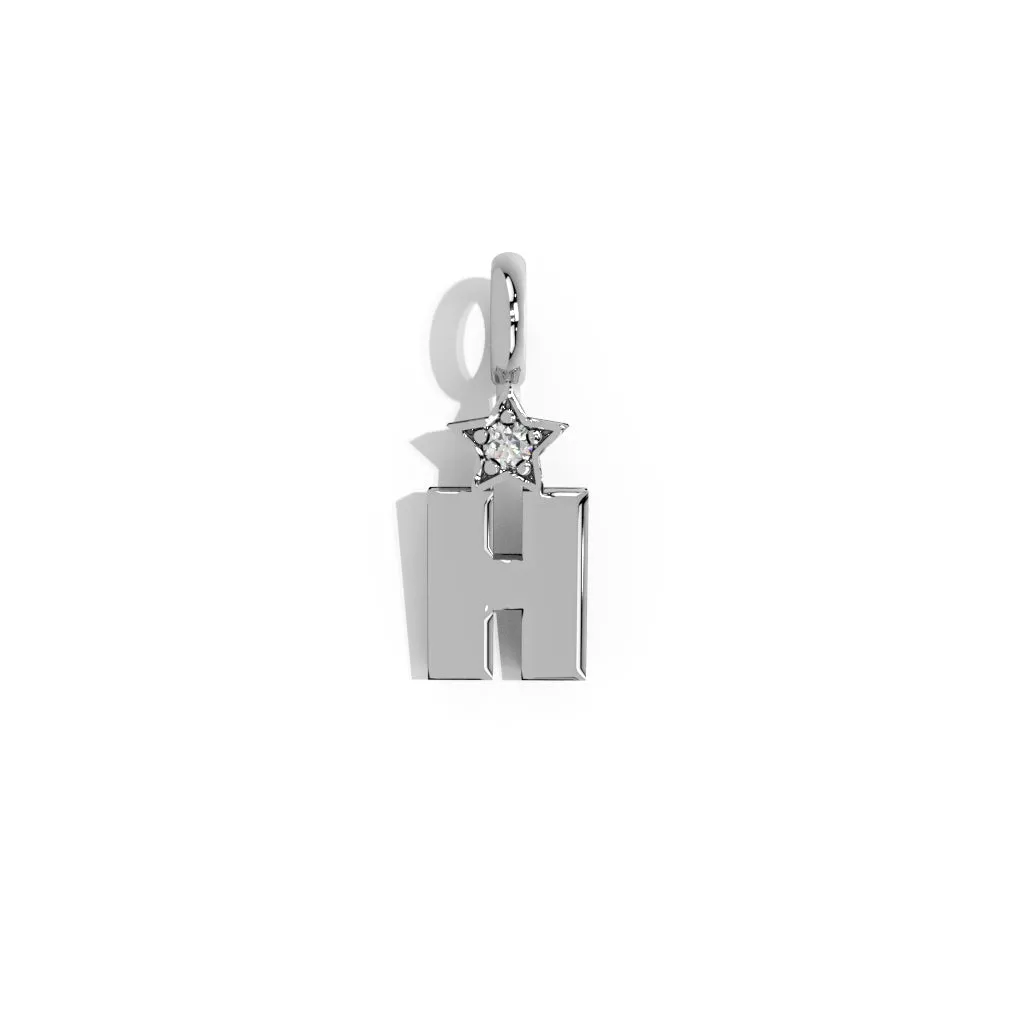 Silver Smooth Charm Letter Pendant - Star