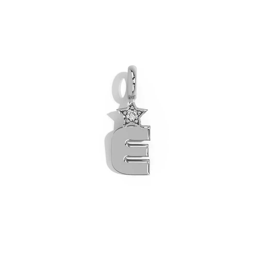 Silver Smooth Charm Letter Pendant - Star