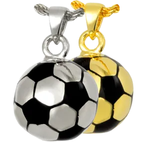 Silver Soccer Ball Keepsake Pendant Urn for Cremains