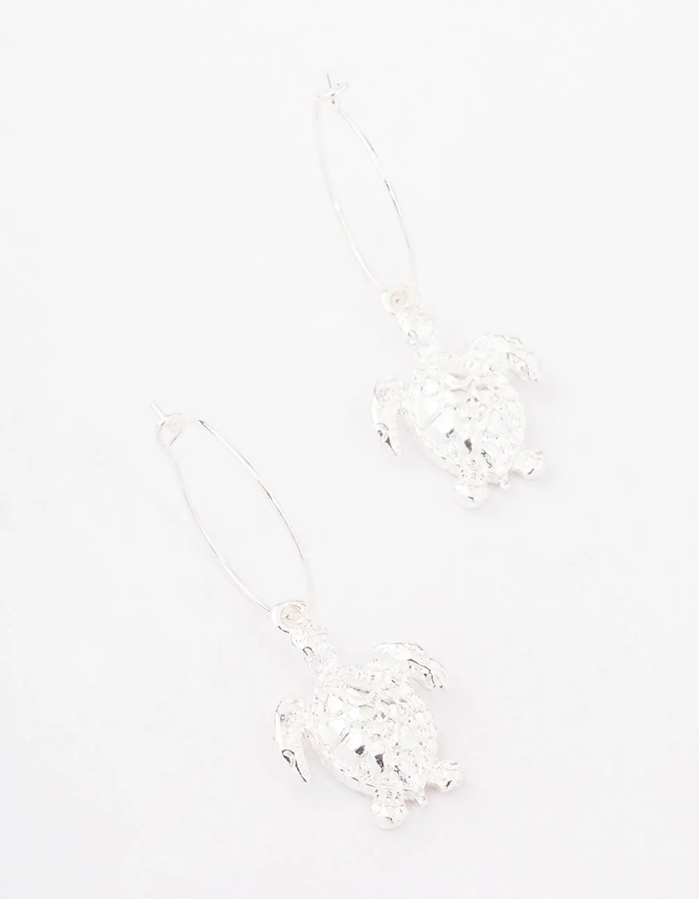 Silver Turtle Hoop Earrings