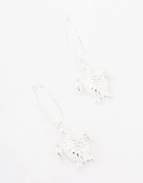 Silver Turtle Hoop Earrings