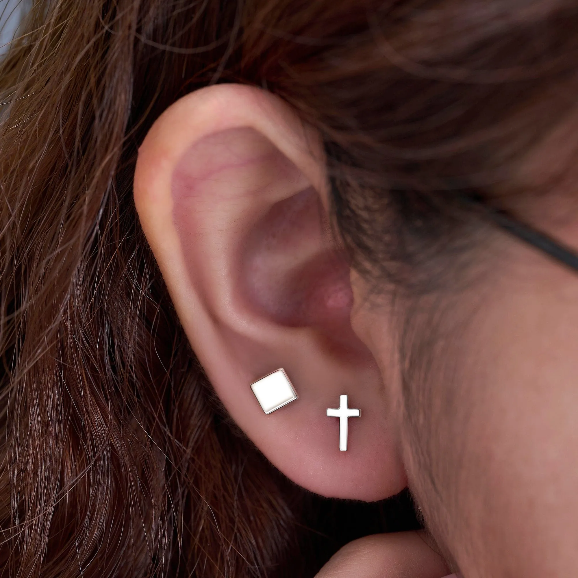 Simple Square Earrings Studs Sterling Silver