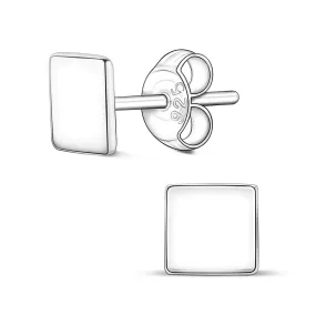 Simple Square Earrings Studs Sterling Silver