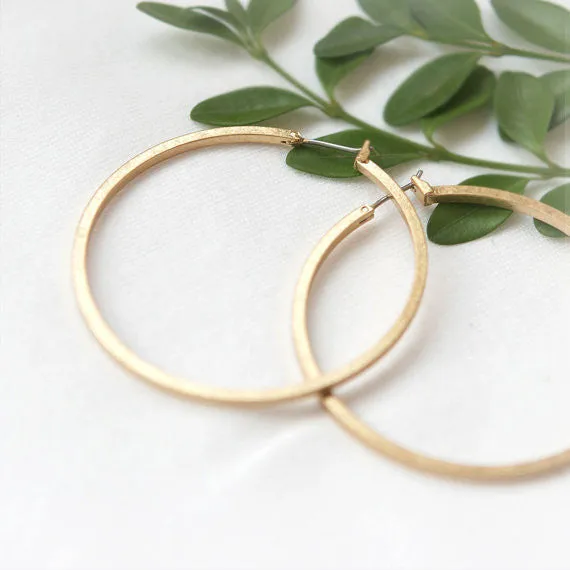 Simply matte gold hoops earrings