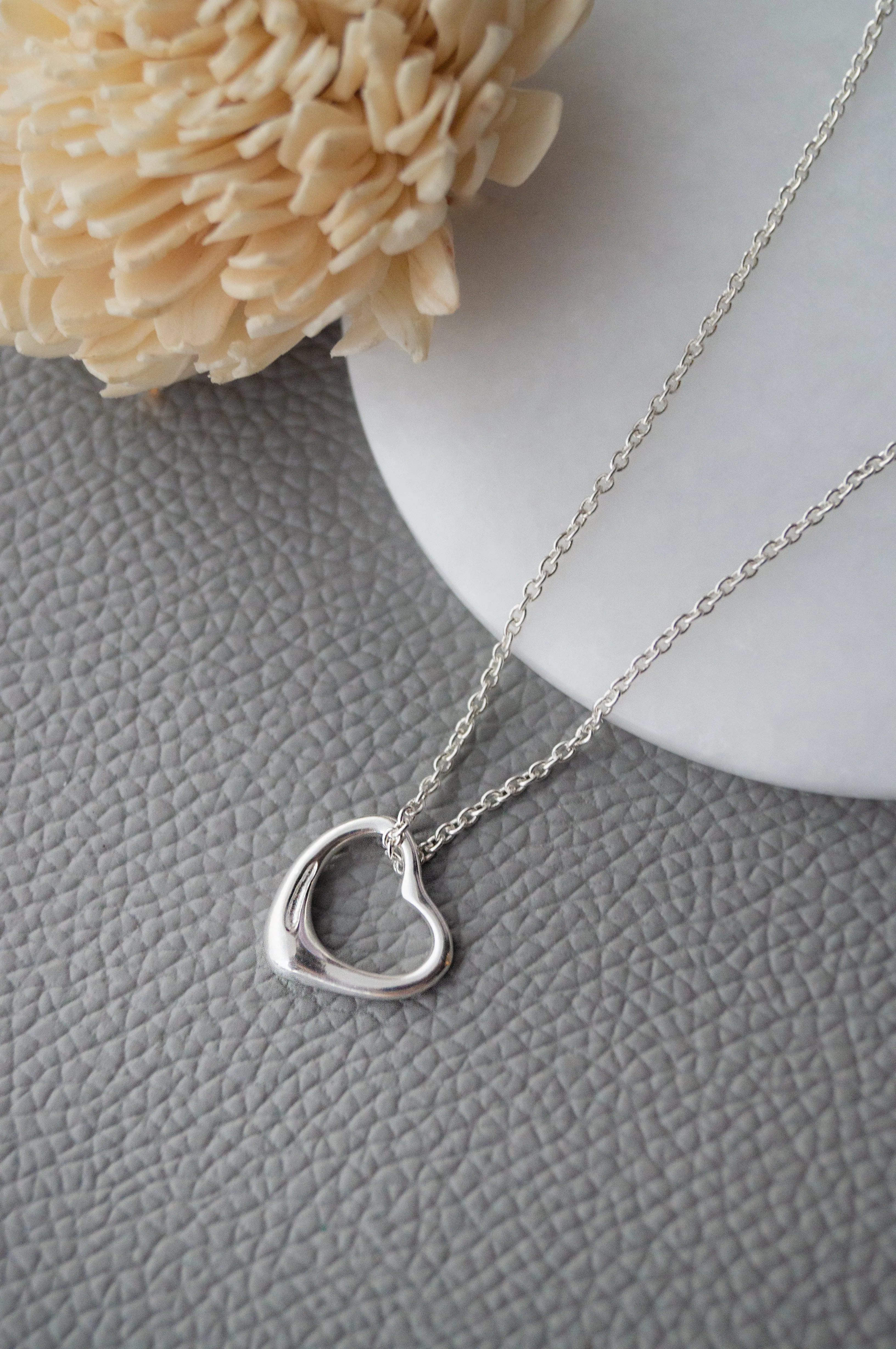 Slip On Heart Rose Gold Plated Sterling Silver Pendant Chain Necklace