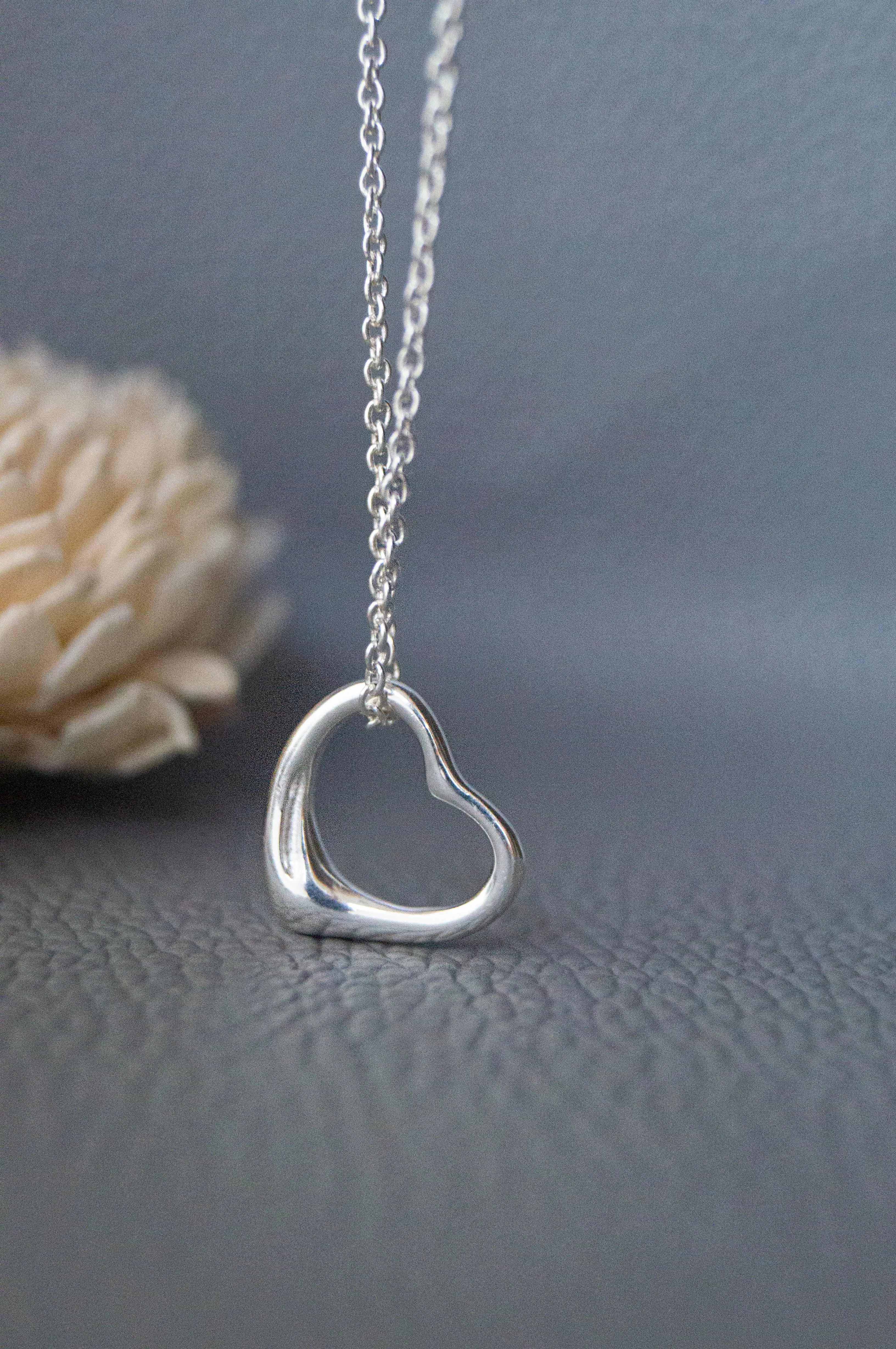 Slip On Heart Sterling Silver Pendant Chain Necklace