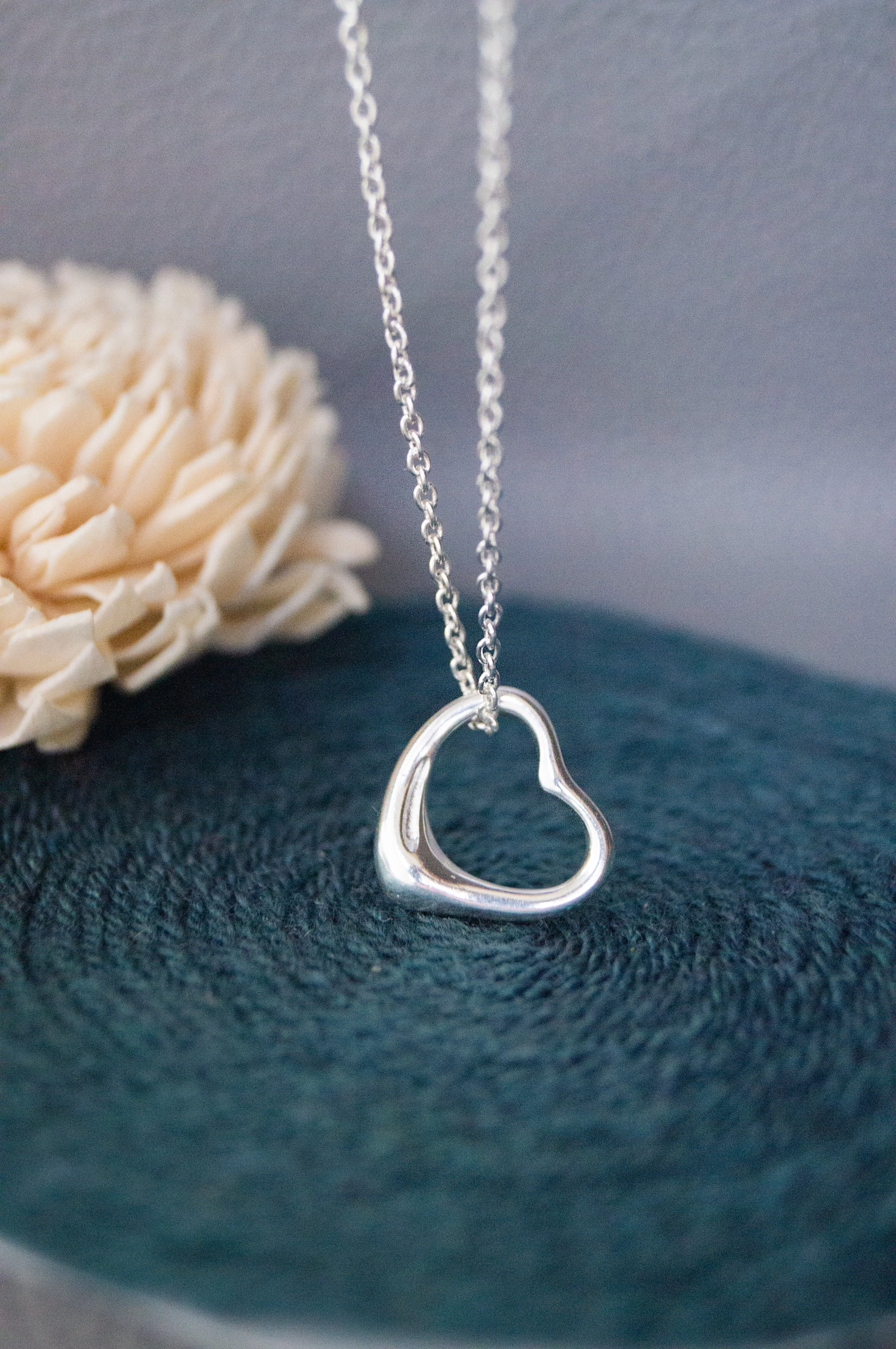 Slip On Heart Sterling Silver Pendant Chain Necklace