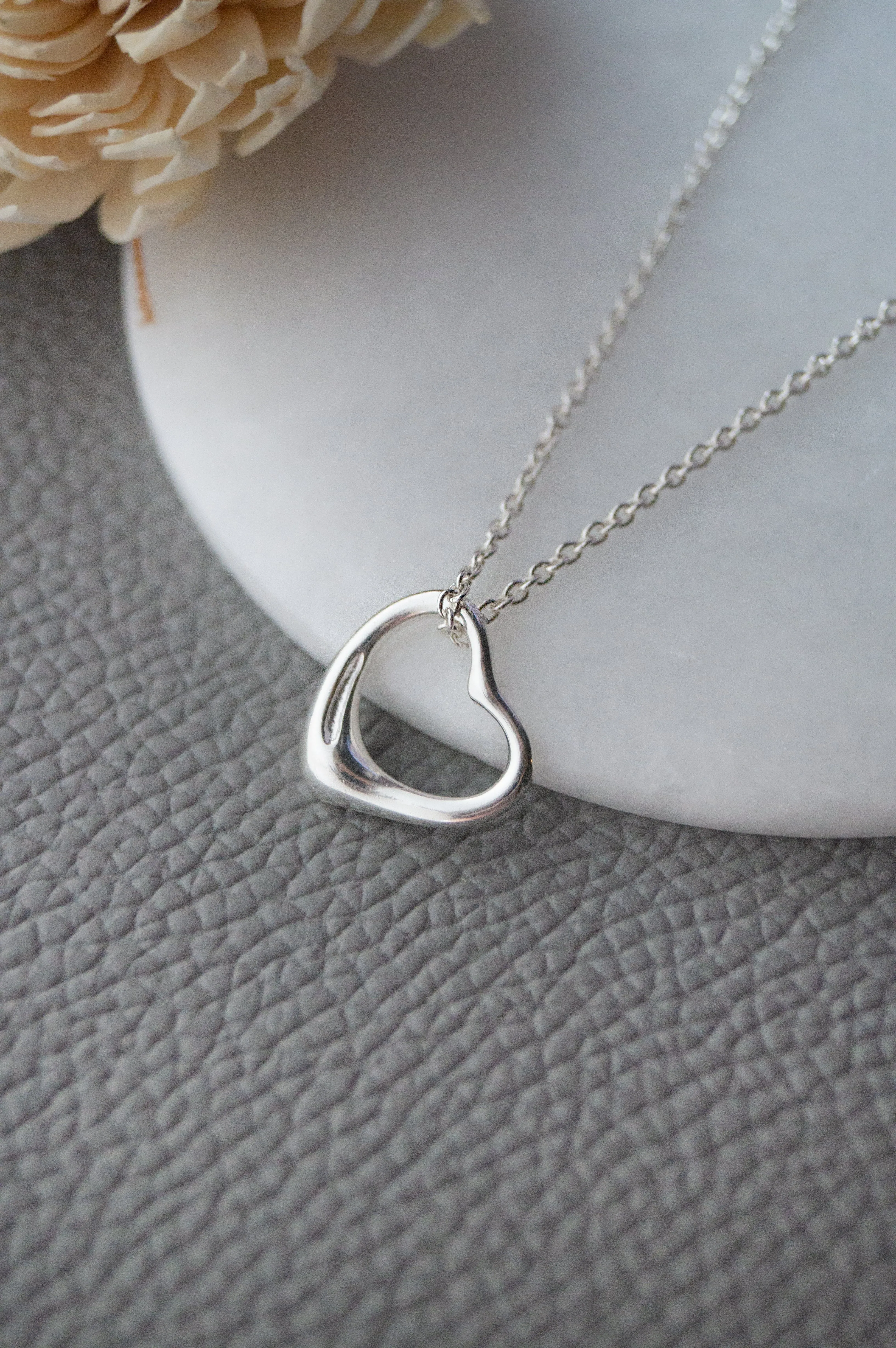 Slip On Heart Sterling Silver Pendant Chain Necklace