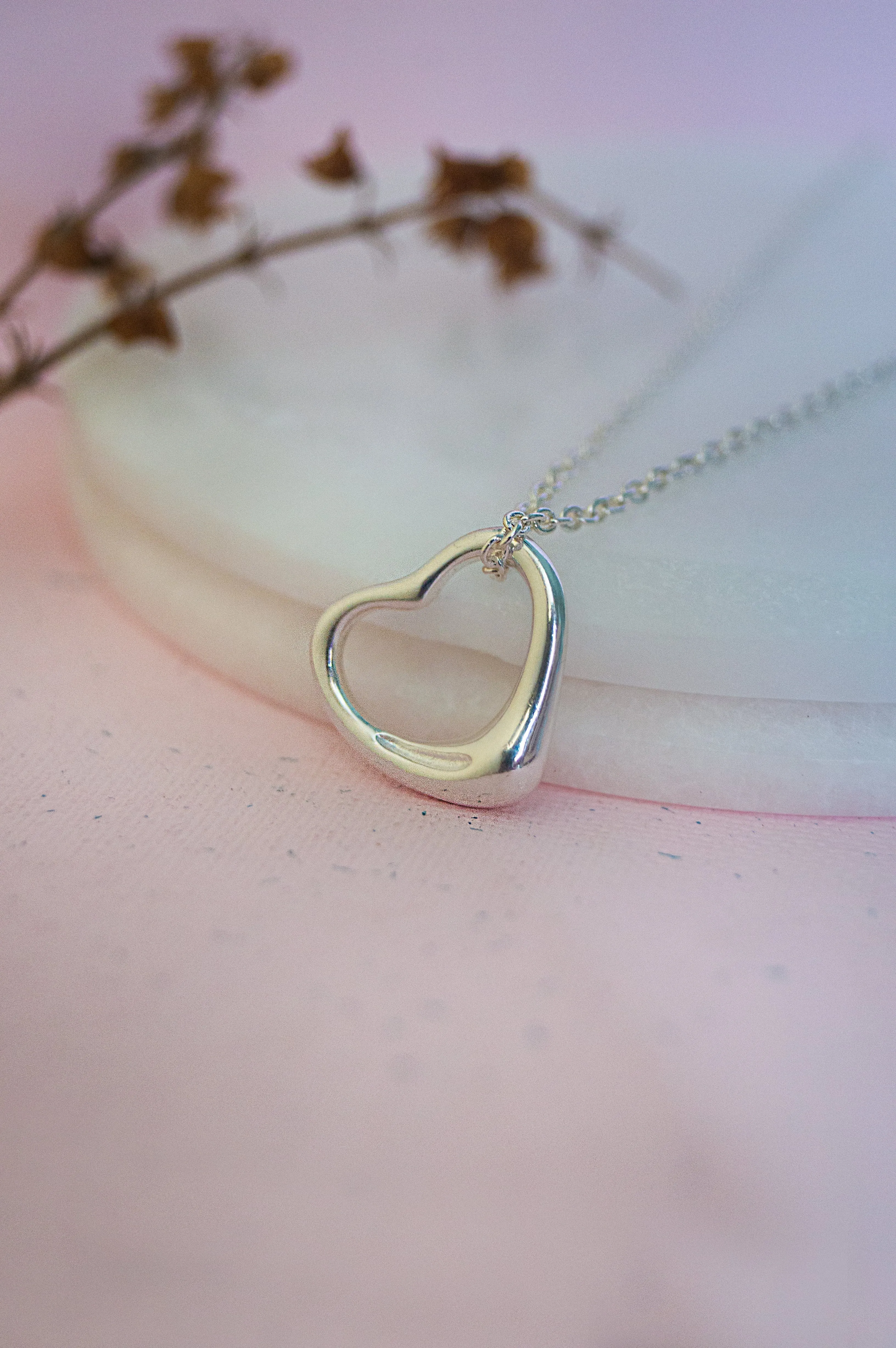 Slip On Heart Sterling Silver Pendant Chain Necklace