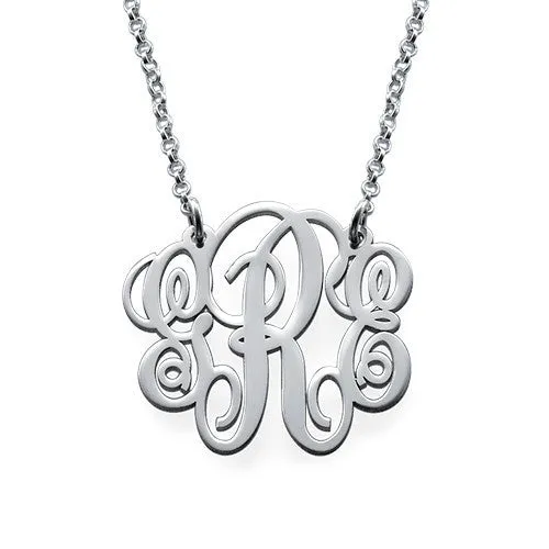 Small Fancy Script Monogram Necklace