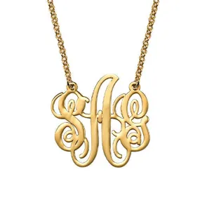 Small Fancy Script Monogram Necklace