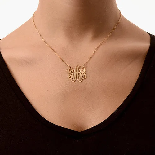 Small Fancy Script Monogram Necklace