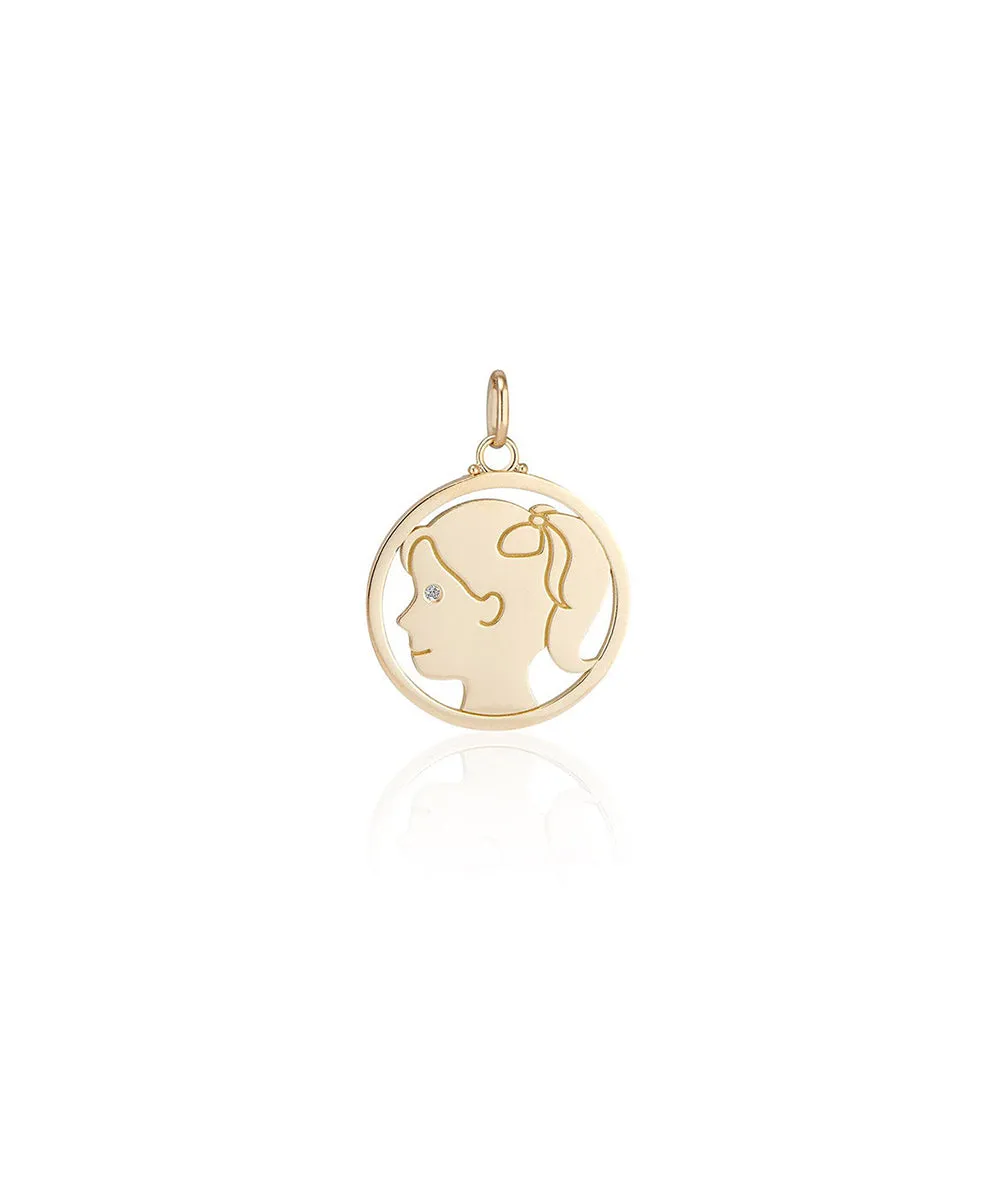 Small Girl with Ponytail Pendant, Diamond