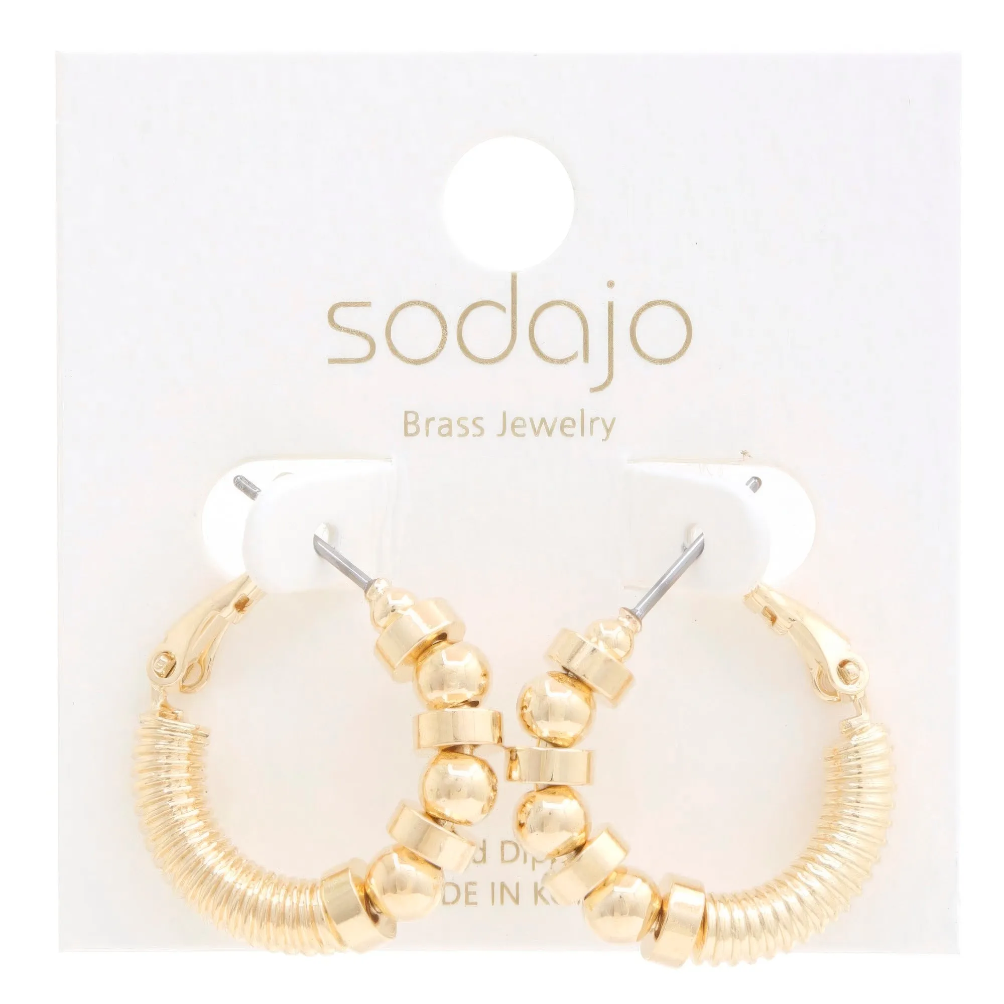 Sodajo Ball Bead Link Gold Dipped Hoop Earring