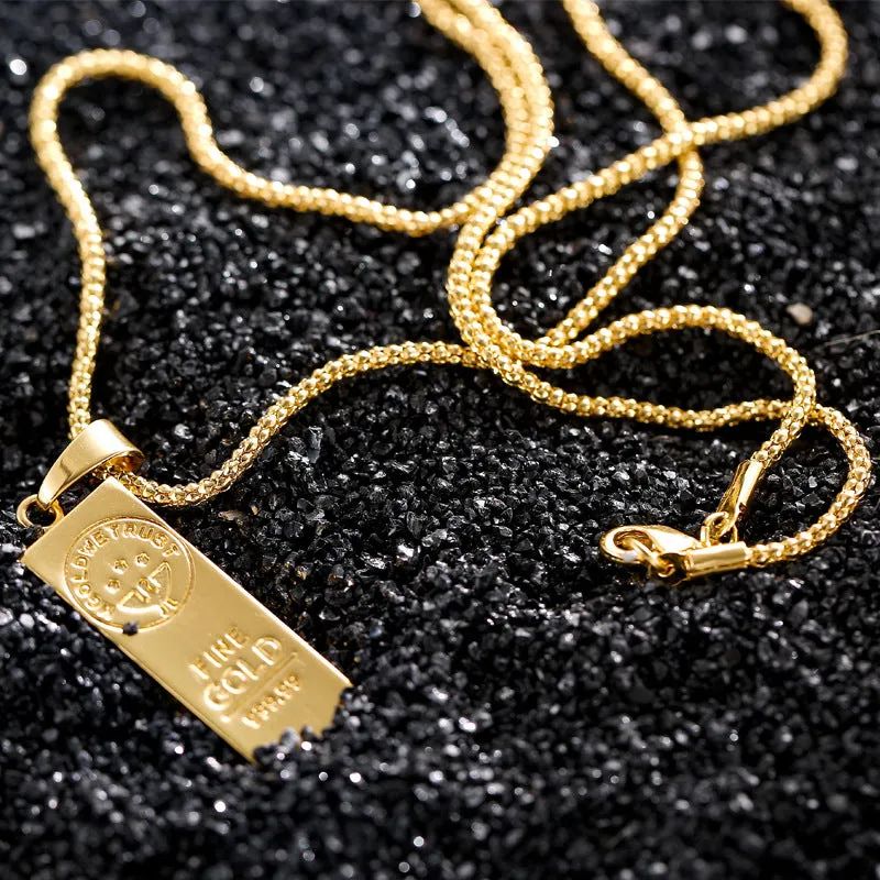 Stainless-Steel Gold Bar Pendant Necklace