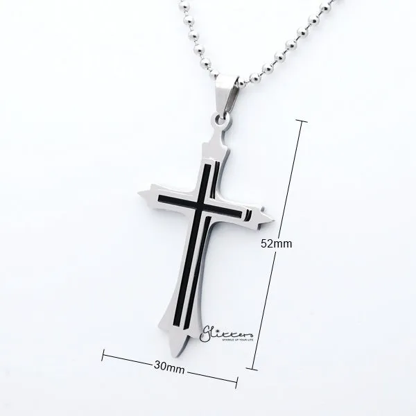 Stainless Steel Two Tone Double Layer Cross Pendant