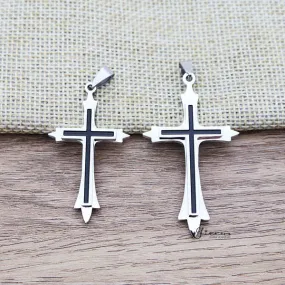 Stainless Steel Two Tone Double Layer Cross Pendant