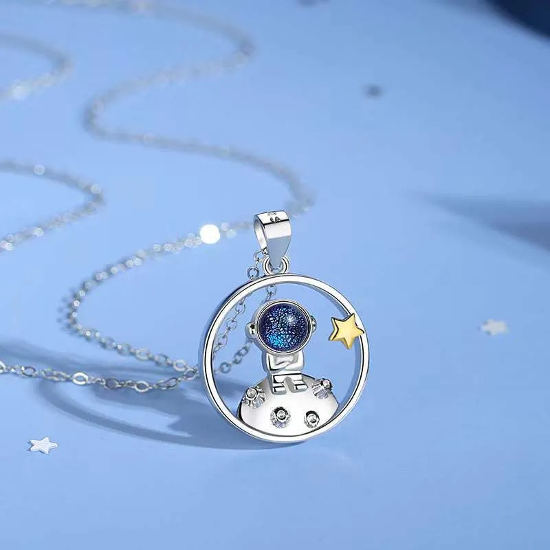 Star Spaceship Astronaut Pendant Necklace