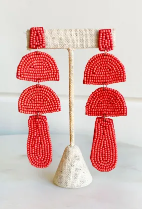 Statement Maker Beaded Earrings in Red