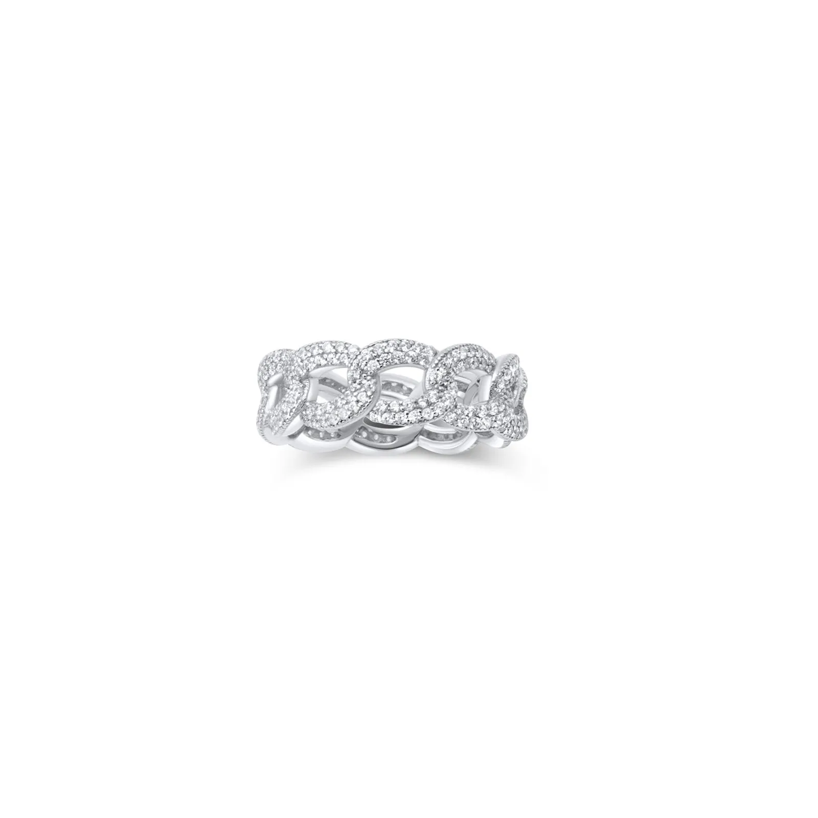 Sterling Silver - Curb Chain Pave Ring